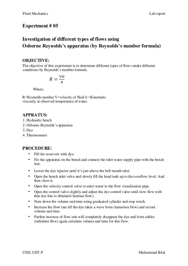 hydraulic bench lab report head loss in pipes lab report